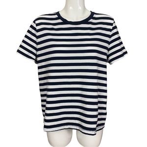 GAP Navy Blue and White Striped Organic Cotton Crew Neck Tee XL
